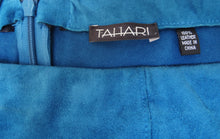 Tahari Petrol Blue Strapless Suede Sheath Dress Uk10-12