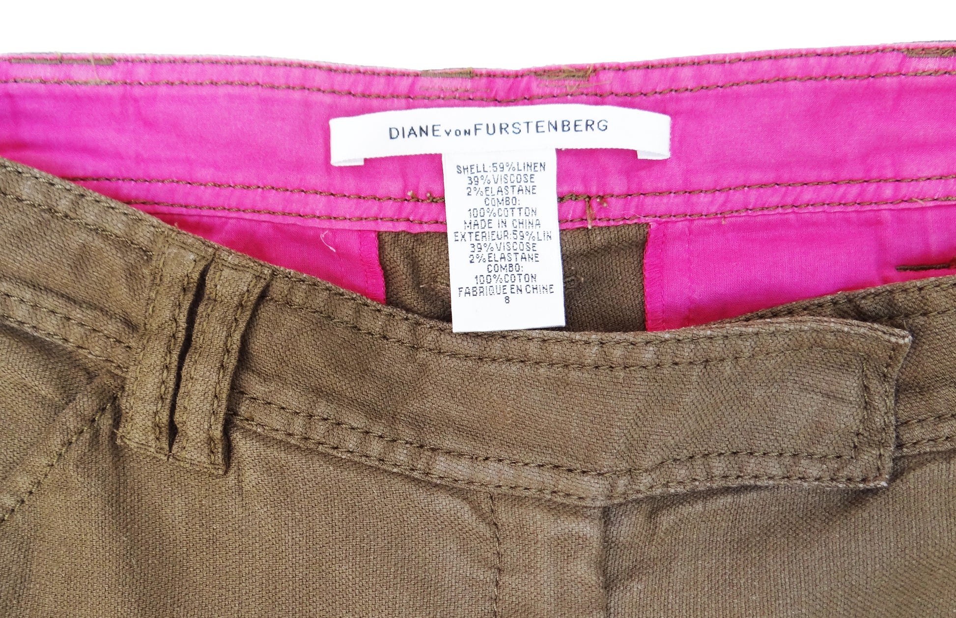 Diane von Furstenberg Cropped Linen Trousers UK12