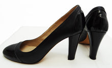 Nicole Farhi Black Leather and Patent Court Shoes UK 5 1/2