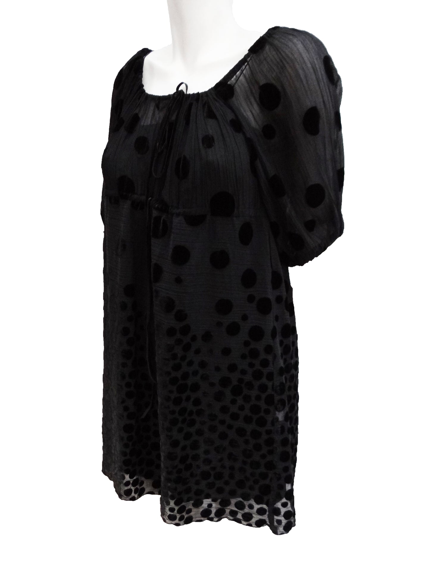 Anna Sui Smock Dress in Black Velvet Devore, UK 10