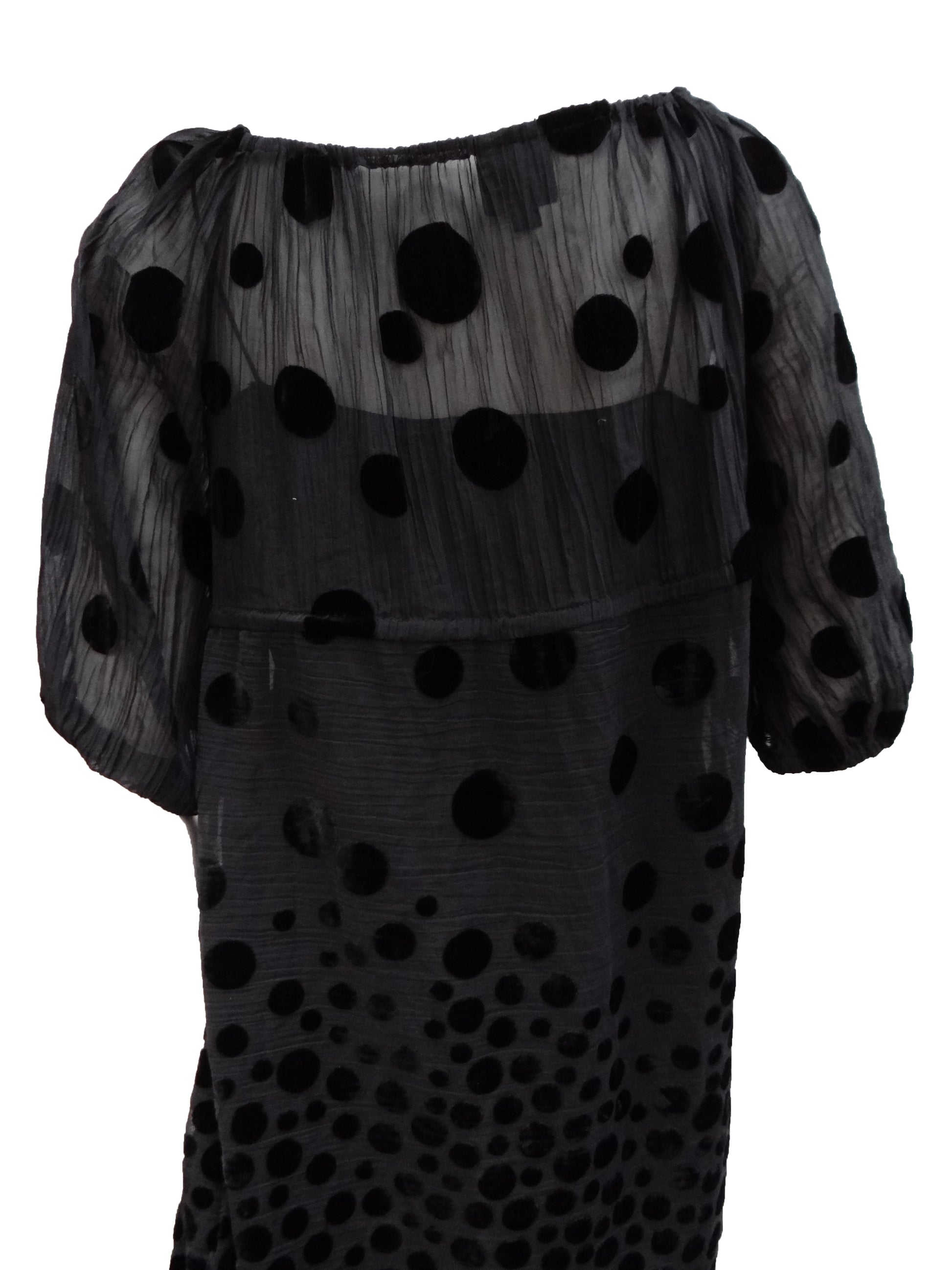 Anna Sui Smock Dress in Black Velvet Devore, UK 10