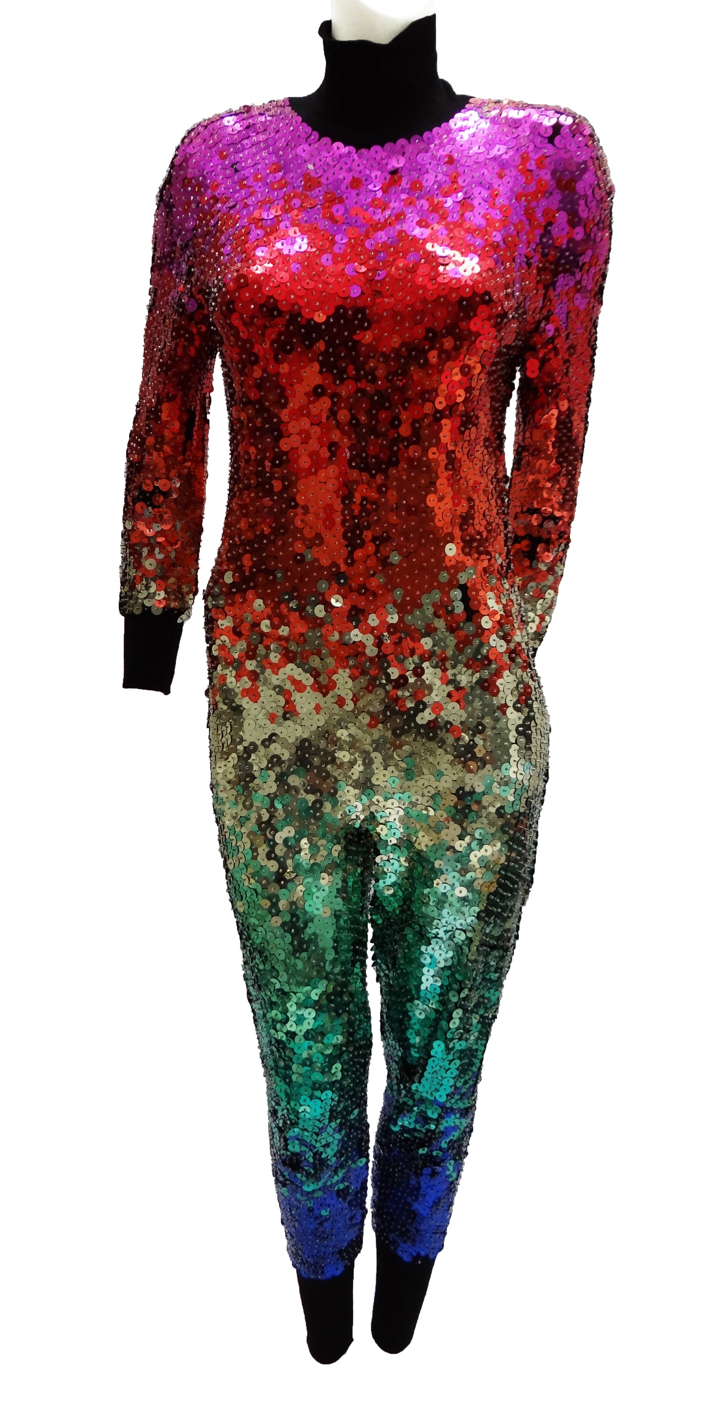 Vintage Ozbek Rainbow Sequinned Catsuit, c.1990 UK10