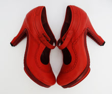 John Galliano High Heeled Mary Jane Shoes in Pillar Box Red Leather UK4