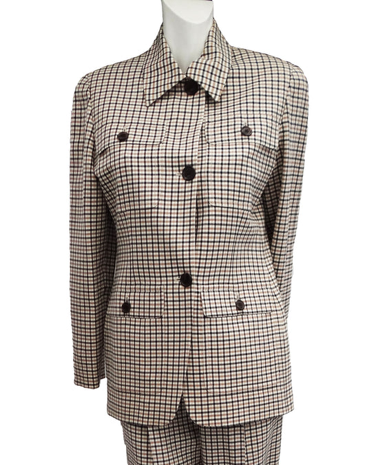 Michael Kors Gun Check Wool Trouser Suit, UK12-14