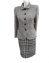Ungaro Vintage Two Tone Skirt Suit in Houndstooth and Plaid, UK10-12
