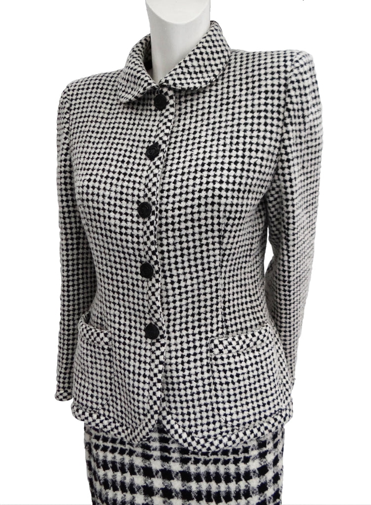 Ungaro Vintage Two Tone Skirt Suit in Houndstooth and Plaid, UK10-12 ...