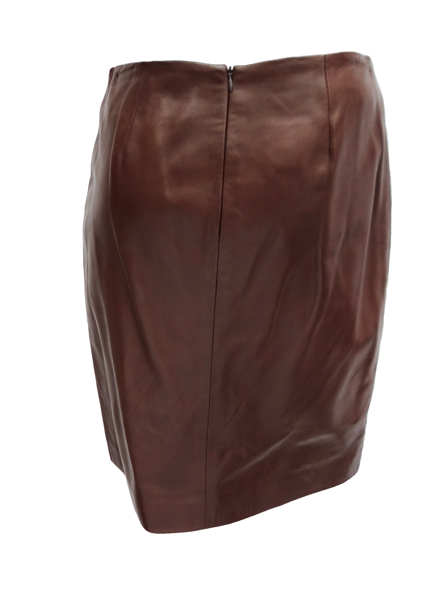 Ralph Lauren Brown Leather Pencil Skirt, UK12