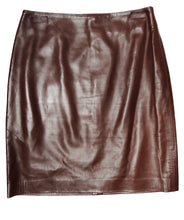 Ralph Lauren Brown Leather Pencil Skirt, UK12