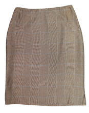 Ralph Lauren Pencil Skirt in Tan Cashmere and Silk Glen Plaid, UK12