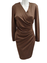 Max Mara Draped Wrap Dress in Soft Brown Wool, UK10