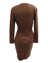 Max Mara Draped Wrap Dress in Soft Brown Wool, UK10
