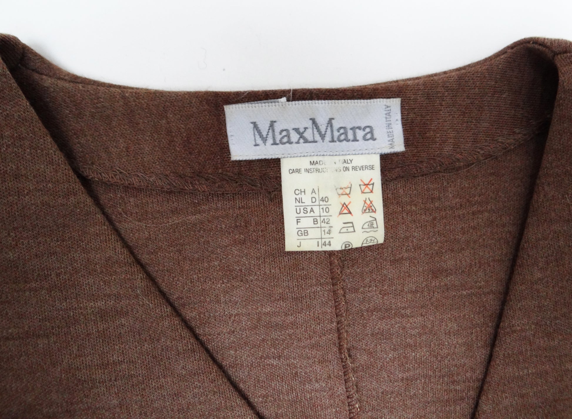 Max Mara Draped Wrap Dress in Soft Brown Wool, UK10