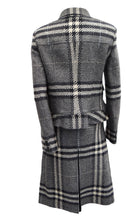 Burberry Tailored Skirt Suit in Grey Check Weave with Silver Thread, UK12