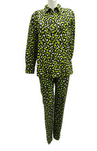 Bottega Veneta Leopard Print Trouser Suit in Lime Green, UK12