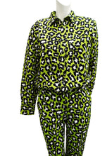 Bottega Veneta Leopard Print Trouser Suit in Lime Green, UK12