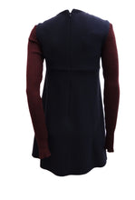 Cacharel Trapeze Dress in Navy Wool with Contrast Knitted Sleeves, UK8