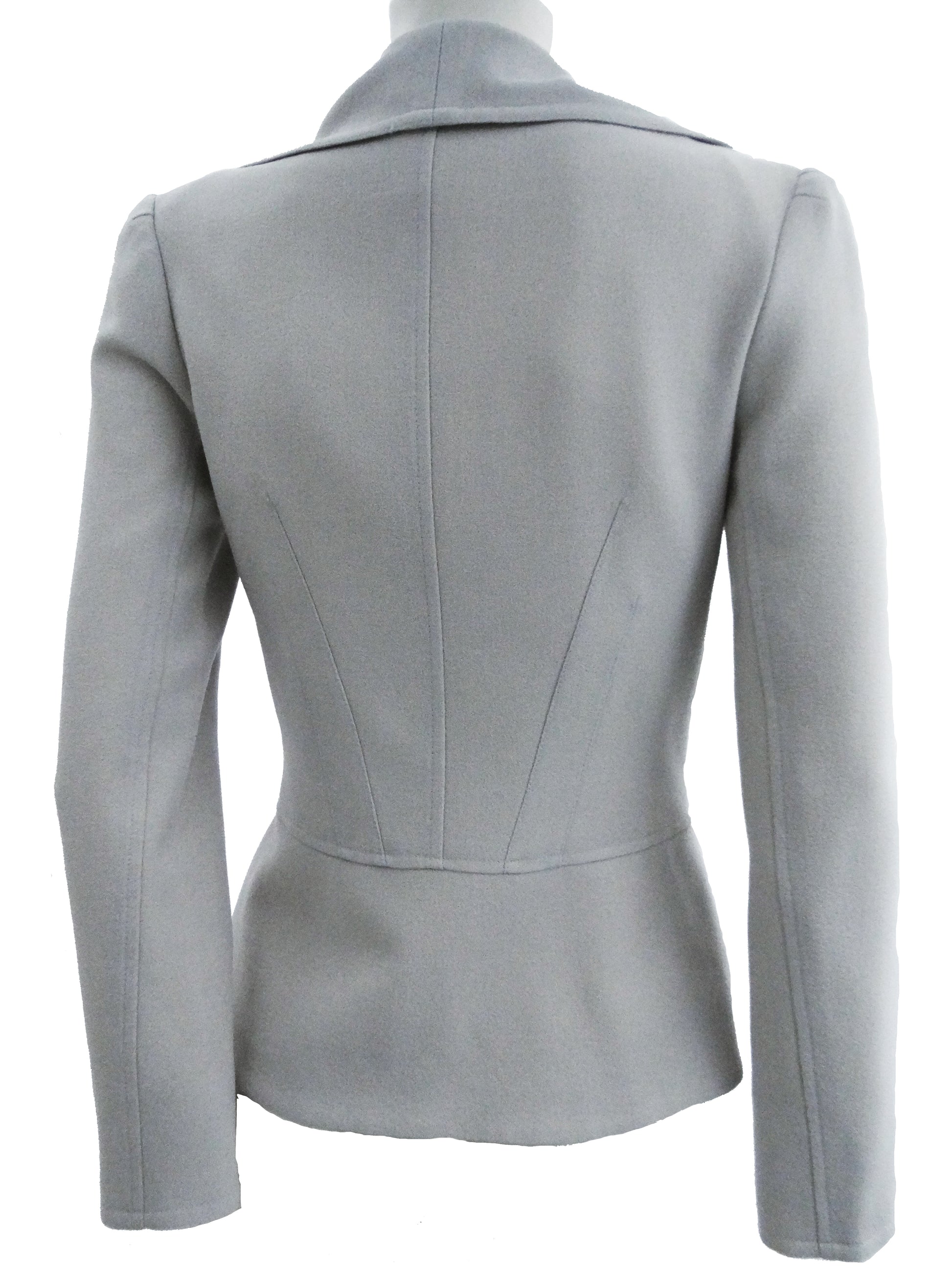 Vintage Jean Muir Fitted 1940s Style Jacket in Pearl Grey Crepe, UK8