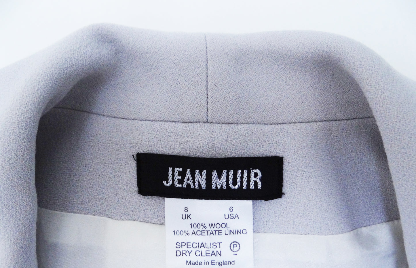 Vintage Jean Muir Fitted 1940s Style Jacket in Pearl Grey Crepe, UK8