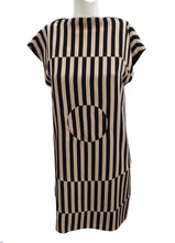 Fendi Geometric Shift Dress in Beige and Black Stripes, UK10