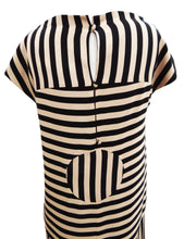 Fendi Geometric Shift Dress in Beige and Black Stripes, UK10