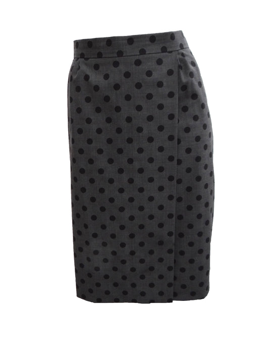 Moschino Polka Dot Wrap Skirt in Grey and Black, UK12