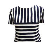 Courreges Vintage Shift Dress in Blue and White Stripes, UK10