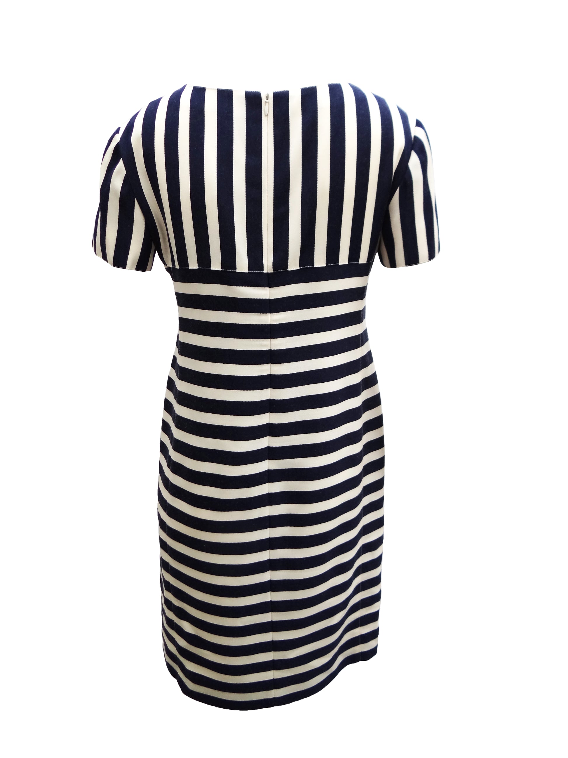 Courreges Vintage Shift Dress in Blue and White Stripes, UK10