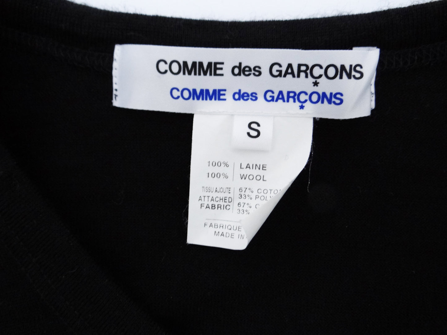 Comme des Garcons Black Wool Bias-cut Top, UK10