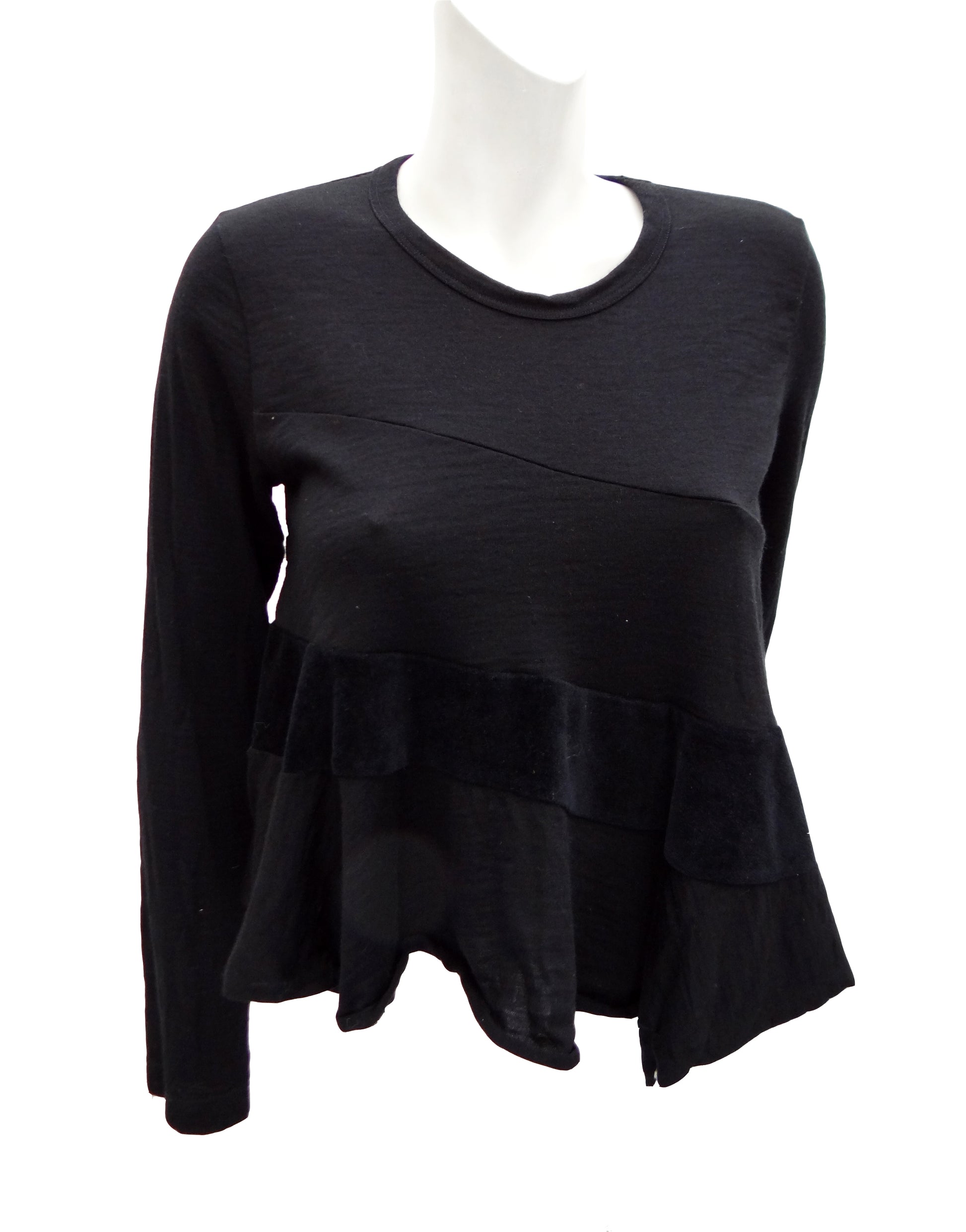 Comme des Garcons Black Wool Bias-cut Top, UK10