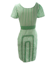 Mint Green Candy Stripe Summer Dress with Pink Embroidery, UK10