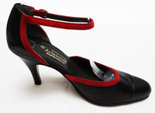 Artesanal Tango Ankle Strap Pumps with Red Trim, UK 6