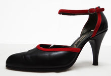Artesanal Tango Ankle Strap Pumps with Red Trim, UK 6