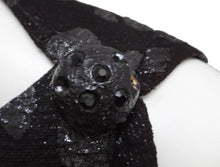 Black Brocade Evening Top with Slashed Sleeves, UK10-12