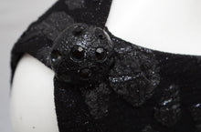 Black Brocade Evening Top with Slashed Sleeves, UK10-12