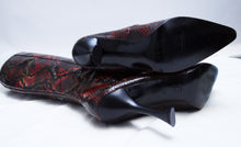 Charles Jourdan Red Snakeskin High Heeled Boots, UK 7.5