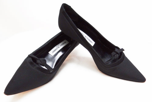 Manolo Blahnik Black Satin Evening Shoes, UK3