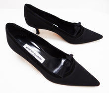 Manolo Blahnik Black Satin Evening Shoes UK3
