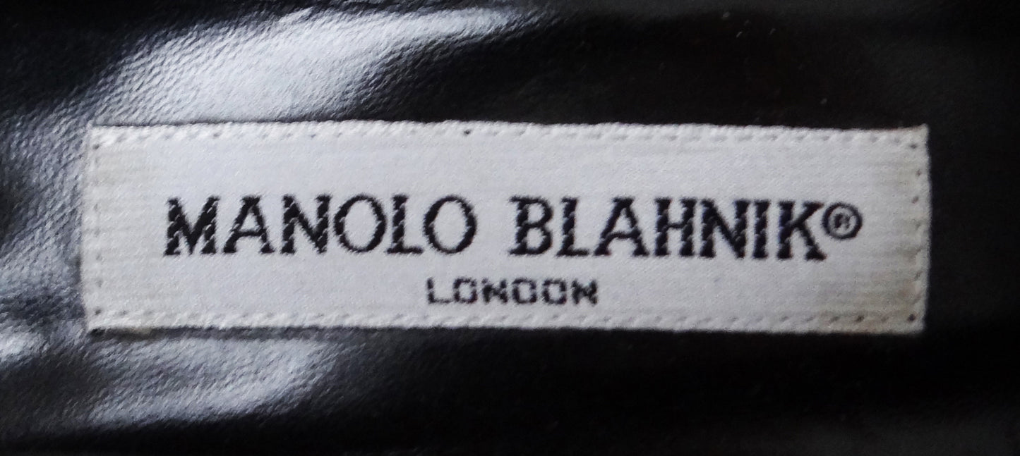 Manolo Blahnik Black Satin Evening Shoes UK3