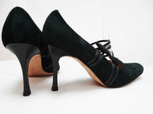 Manolo Blahnik Dark Green Suede High Heeled Court Shoes UK 3.5