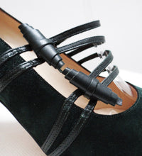 Manolo Blahnik Dark Green Suede High Heeled Court Shoes UK 3.5