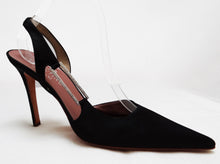 Valentino Stiletto Evening Shoes in Black Satin with Diamante Buckle, UK 6.5