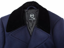 Alexander McQueen Smart Navy Pea Coat with Velvet Collar, UK8-10