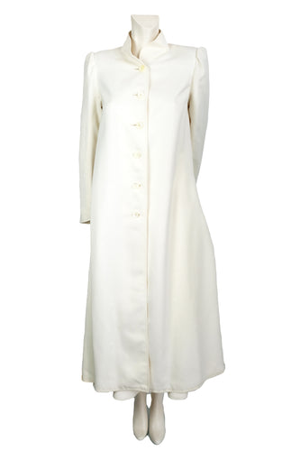 Chloe 1970s Vintage Coat and Matching Wrap Skirt in Ivory Wool, UK10