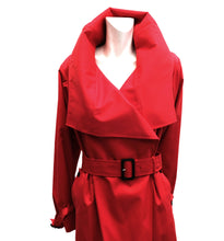 Aquascutum Belted Raincoat in Red with Wide Collar, UK12