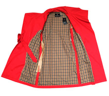 Aquascutum Belted Raincoat in Red with Wide Collar, UK12