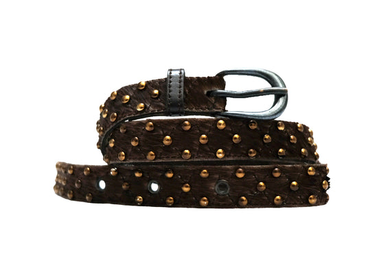 Yves Saint Laurent Rive Gauche Vintage Ponyskin Belt with Studs, S