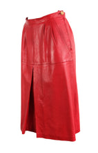 Loewe 1846 Vintage Pleated Skirt in Red Leather, UK10
