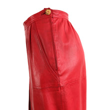 Loewe 1846 Vintage Pleated Skirt in Red Leather, UK10