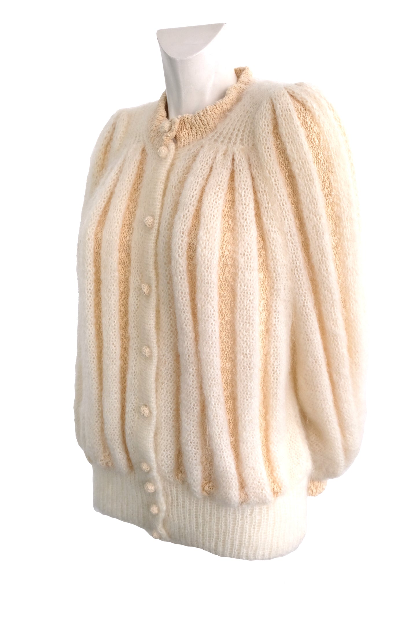 1980s Vintage Mohair Knit & Crochet Cardigan Jacket, UK10-14