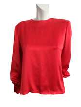 Givenchy 1980s Vintage Back Button Blouse in  Red Silk Satin, UK10
